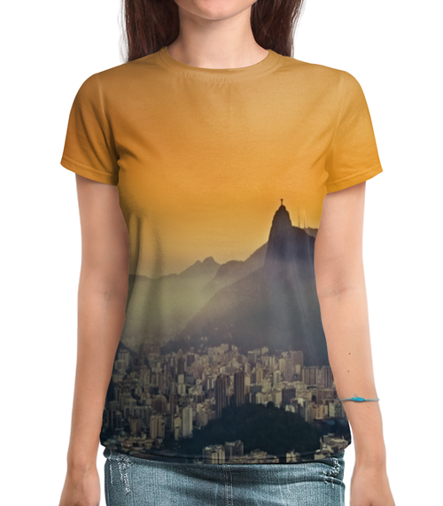 Заказать женскую футболку в Москве. Футболка с полной запечаткой (женская) Рио-де-Жанейро от THE_NISE  - готовые дизайны и нанесение принтов.