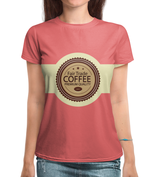 Заказать женскую футболку в Москве. Футболка с полной запечаткой (женская) Лучший Кофе в Мире! от Pinky-Winky - готовые дизайны и нанесение принтов.