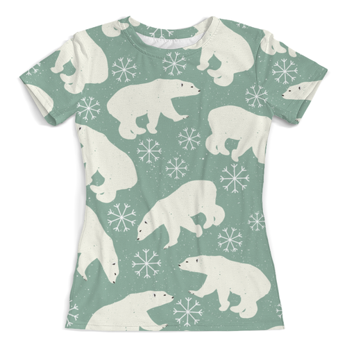 Заказать женскую футболку в Москве. Футболка с полной запечаткой (женская) белый медведь от THE_NISE  - готовые дизайны и нанесение принтов.
