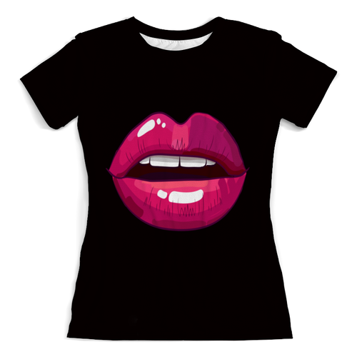 Заказать женскую футболку в Москве. Футболка с полной запечаткой (женская) Алые губы от THE_NISE  - готовые дизайны и нанесение принтов.