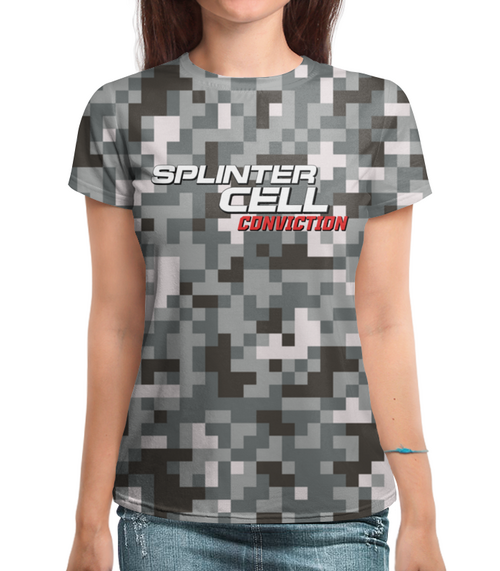 Заказать женскую футболку в Москве. Футболка с полной запечаткой (женская) Splinter Cell от THE_NISE  - готовые дизайны и нанесение принтов.