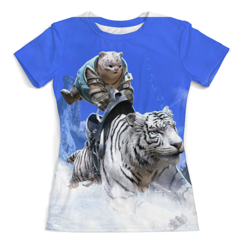 Заказать женскую футболку в Москве. Футболка с полной запечаткой (женская) Белый тигр от ПРИНТЫ ПЕЧАТЬ  - готовые дизайны и нанесение принтов.