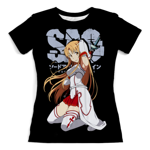 Заказать женскую футболку в Москве. Футболка с полной запечаткой (женская) Sword Art Online от geekbox - готовые дизайны и нанесение принтов.