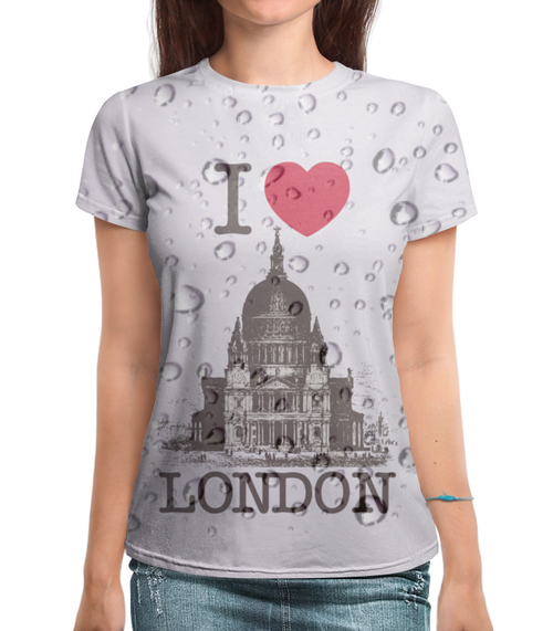 Заказать женскую футболку в Москве. Футболка с полной запечаткой (женская) Дождливый Лондон от Celluloid - готовые дизайны и нанесение принтов.