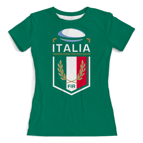 Заказать женскую футболку в Москве. Футболка с полной запечаткой (женская) Италия регби от rugby - готовые дизайны и нанесение принтов.