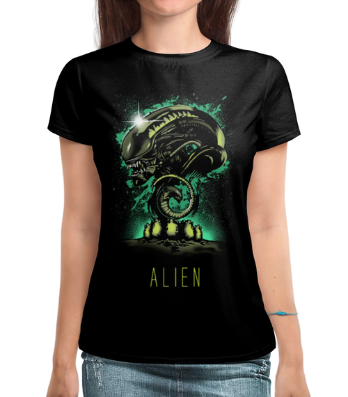 Заказать женскую футболку в Москве. Футболка с полной запечаткой (женская) Alien  от T-shirt print  - готовые дизайны и нанесение принтов.