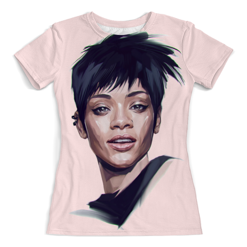 Заказать женскую футболку в Москве. Футболка с полной запечаткой (женская) Rihanna от kreed - готовые дизайны и нанесение принтов.