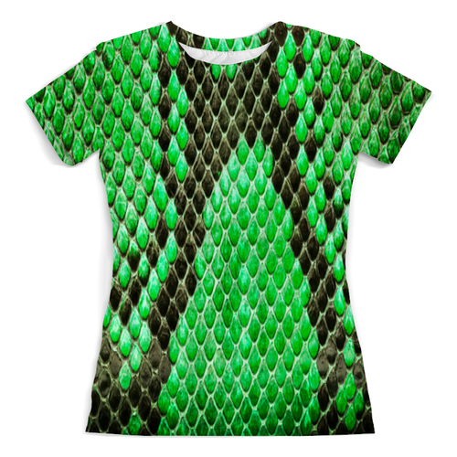 Заказать женскую футболку в Москве. Футболка с полной запечаткой (женская) кожа змеи от THE_NISE  - готовые дизайны и нанесение принтов.