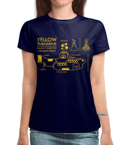 Заказать женскую футболку в Москве. Футболка с полной запечаткой (женская) Yellow Submarine от geekbox - готовые дизайны и нанесение принтов.