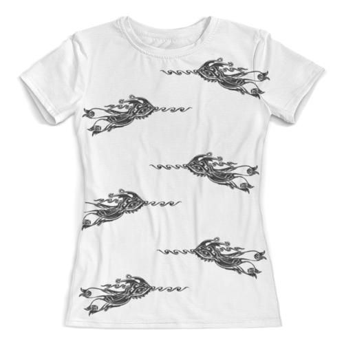 Заказать женскую футболку в Москве. Футболка с полной запечаткой (женская) Волна от aviva - готовые дизайны и нанесение принтов.