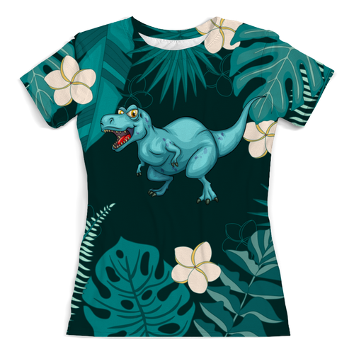 Заказать женскую футболку в Москве. Футболка с полной запечаткой (женская) Динозавр от Amerikanka - готовые дизайны и нанесение принтов.