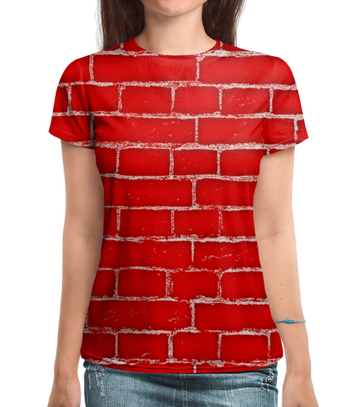Заказать женскую футболку в Москве. Футболка с полной запечаткой (женская) Стена от THE_NISE  - готовые дизайны и нанесение принтов.