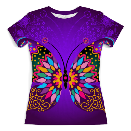 Заказать женскую футболку в Москве. Футболка с полной запечаткой (женская) Бабочки от THE_NISE  - готовые дизайны и нанесение принтов.