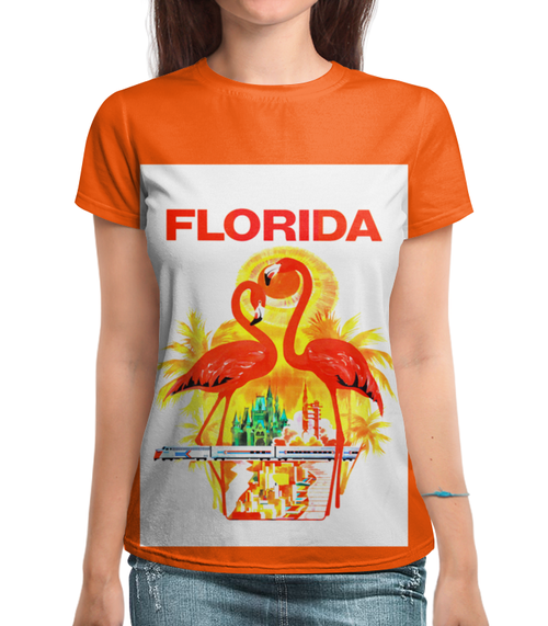 Заказать женскую футболку в Москве. Футболка с полной запечаткой (женская) Флорида от acidhouses - готовые дизайны и нанесение принтов.