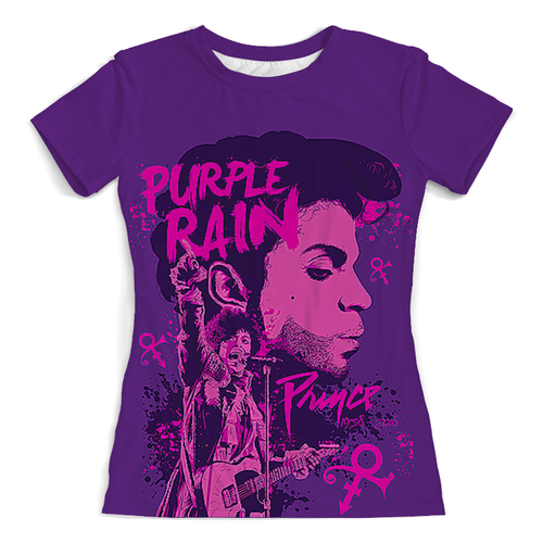 Заказать женскую футболку в Москве. Футболка с полной запечаткой (женская) Prince – Purple Rain от balden - готовые дизайны и нанесение принтов.