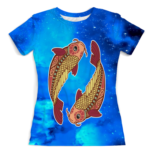Заказать женскую футболку в Москве. Футболка с полной запечаткой (женская) Зодиак-рыбы от THE_NISE  - готовые дизайны и нанесение принтов.