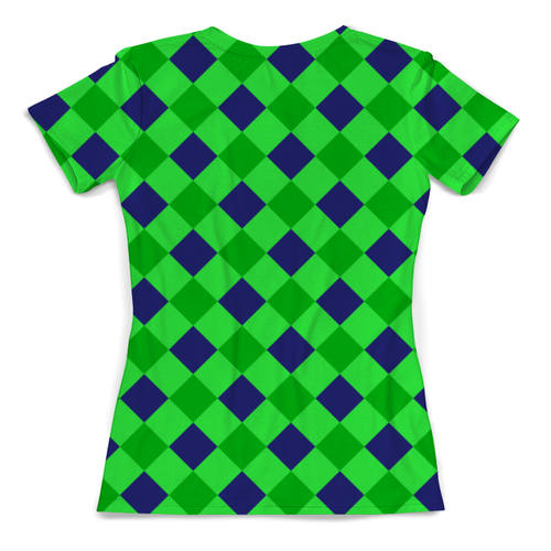 Заказать женскую футболку в Москве. Футболка с полной запечаткой (женская) Сине-зеленые квадраты от THE_NISE  - готовые дизайны и нанесение принтов.