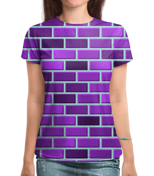 Заказать женскую футболку в Москве. Футболка с полной запечаткой (женская) Пурпурные кирпичи от valezar - готовые дизайны и нанесение принтов.