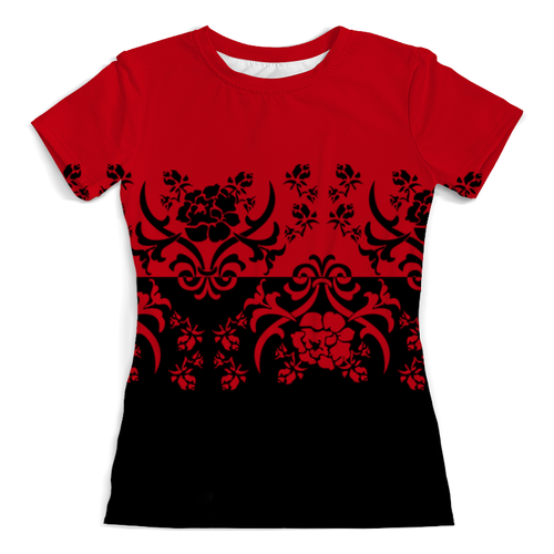 Заказать женскую футболку в Москве. Футболка с полной запечаткой (женская) Красно-черный от valezar - готовые дизайны и нанесение принтов.
