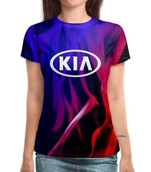 Заказать женскую футболку в Москве. Футболка с полной запечаткой (женская)  KIA авто от THE_NISE  - готовые дизайны и нанесение принтов.