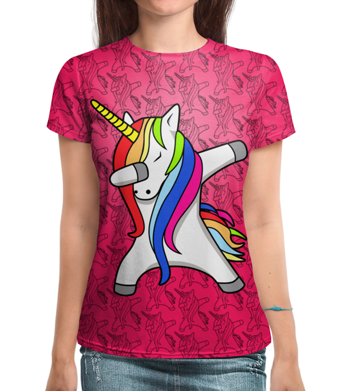 Заказать женскую футболку в Москве. Футболка с полной запечаткой (женская) Unicorn от balden - готовые дизайны и нанесение принтов.