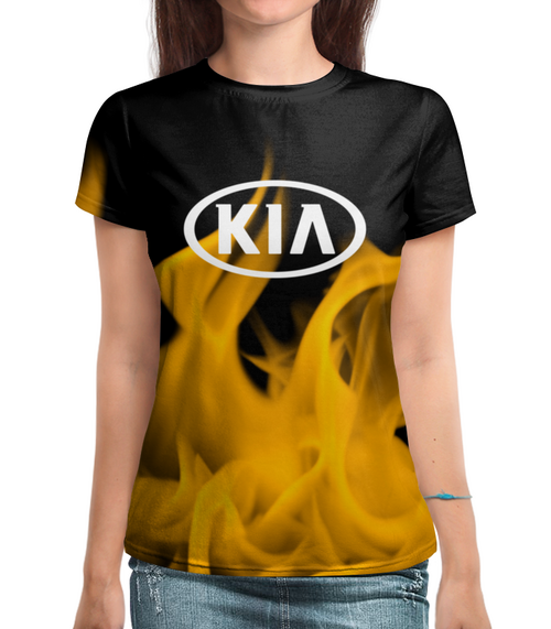 Заказать женскую футболку в Москве. Футболка с полной запечаткой (женская) KIA авто от THE_NISE  - готовые дизайны и нанесение принтов.