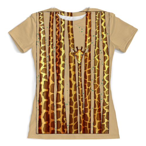 Заказать женскую футболку в Москве. Футболка с полной запечаткой (женская) Жирафы от ПРИНТЫ ПЕЧАТЬ  - готовые дизайны и нанесение принтов.