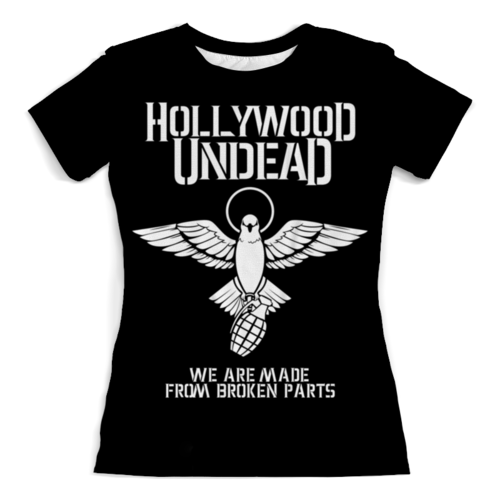 Заказать женскую футболку в Москве. Футболка с полной запечаткой (женская) Hollywood Undead от geekbox - готовые дизайны и нанесение принтов.