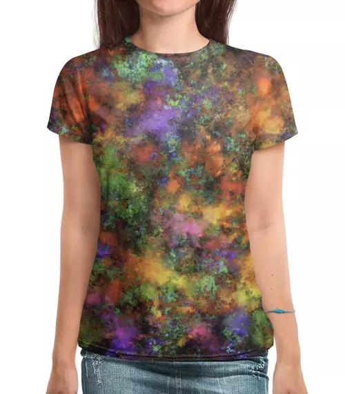 Заказать женскую футболку в Москве. Футболка с полной запечаткой (женская) Радужные облака от Дана Столыпина - готовые дизайны и нанесение принтов.