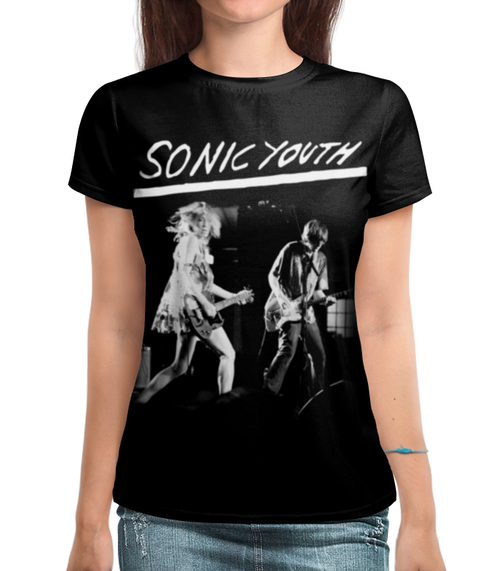 Заказать женскую футболку в Москве. Футболка с полной запечаткой (женская) Sonic Youth от geekbox - готовые дизайны и нанесение принтов.
