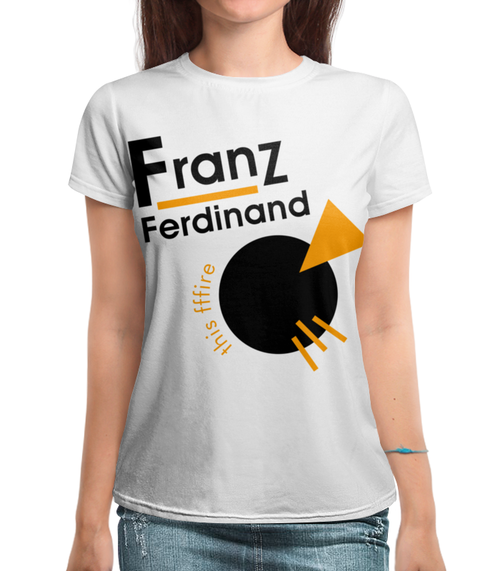Заказать женскую футболку в Москве. Футболка с полной запечаткой (женская) Franz Ferdinand от geekbox - готовые дизайны и нанесение принтов.