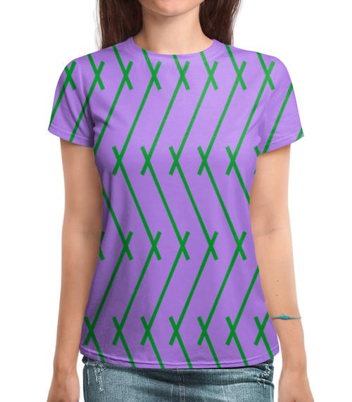 Заказать женскую футболку в Москве. Футболка с полной запечаткой (женская) Зеленые полосы от THE_NISE  - готовые дизайны и нанесение принтов.
