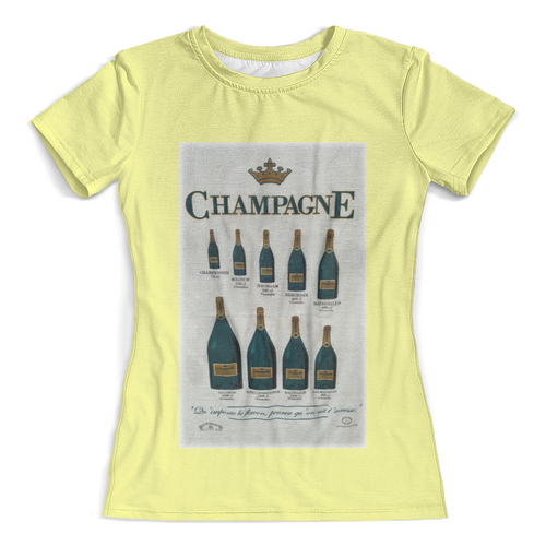 Заказать женскую футболку в Москве. Футболка с полной запечаткой (женская) Шампань от ElenaE  - готовые дизайны и нанесение принтов.