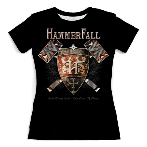Заказать женскую футболку в Москве. Футболка с полной запечаткой (женская) HammerFall от geekbox - готовые дизайны и нанесение принтов.