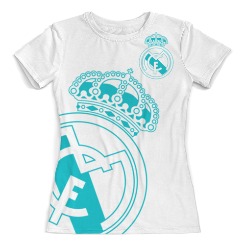 Заказать женскую футболку в Москве. Футболка с полной запечаткой (женская) Реал Мадрид от geekbox - готовые дизайны и нанесение принтов.