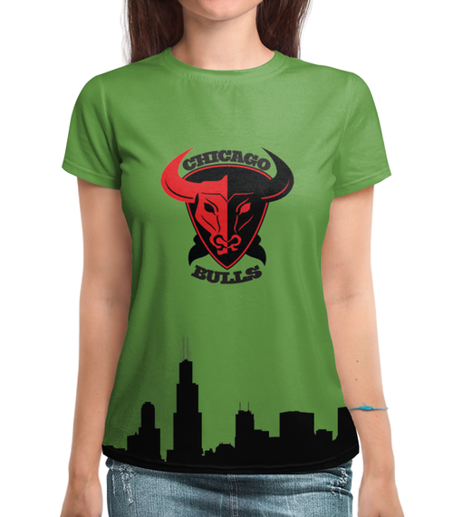 Заказать женскую футболку в Москве. Футболка с полной запечаткой (женская) Chicago Bulls от Виктор Гришин - готовые дизайны и нанесение принтов.