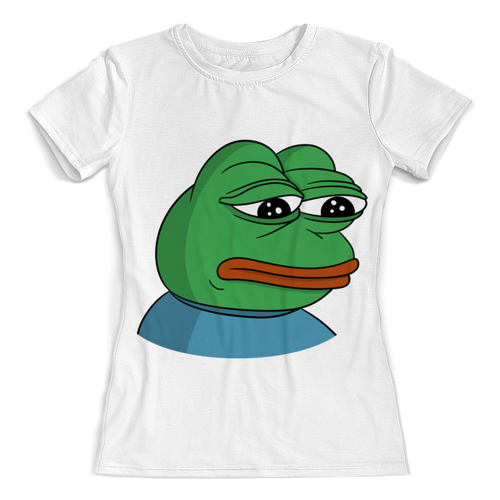 Заказать женскую футболку в Москве. Футболка с полной запечаткой (женская) Pepe the frog от Memepedia - готовые дизайны и нанесение принтов.