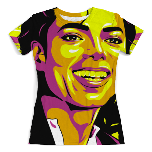 Заказать женскую футболку в Москве. Футболка с полной запечаткой (женская) Майкл Джексон от Виктор Гришин - готовые дизайны и нанесение принтов.