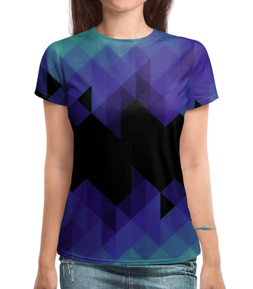 Заказать женскую футболку в Москве. Футболка с полной запечаткой (женская) Triangle от THE_NISE  - готовые дизайны и нанесение принтов.