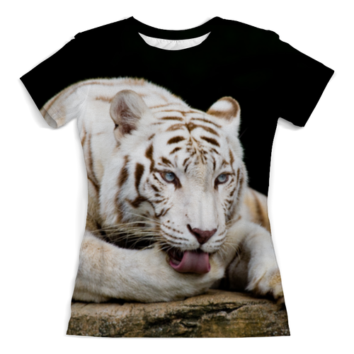 Заказать женскую футболку в Москве. Футболка с полной запечаткой (женская) Белый тигр от THE_NISE  - готовые дизайны и нанесение принтов.