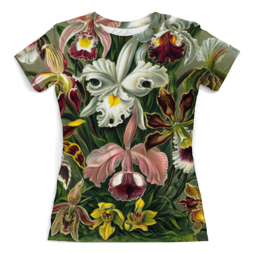 Заказать женскую футболку в Москве. Футболка с полной запечаткой (женская) Орхидеи для любимой от Apfelbaum - готовые дизайны и нанесение принтов.