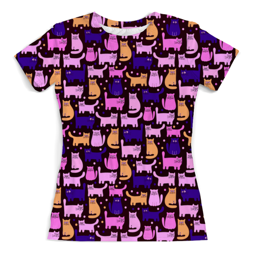 Заказать женскую футболку в Москве. Футболка с полной запечаткой (женская) котята от THE_NISE  - готовые дизайны и нанесение принтов.