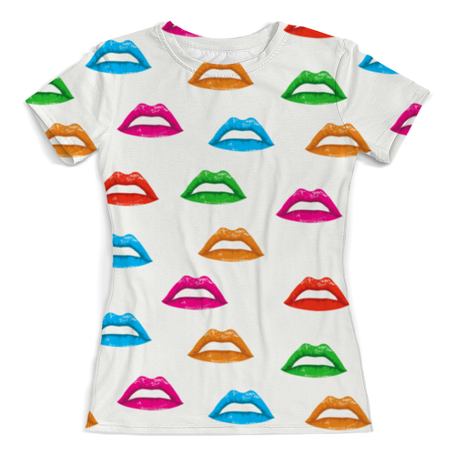 Заказать женскую футболку в Москве. Футболка с полной запечаткой (женская) яркие губы от stepan gilev - готовые дизайны и нанесение принтов.