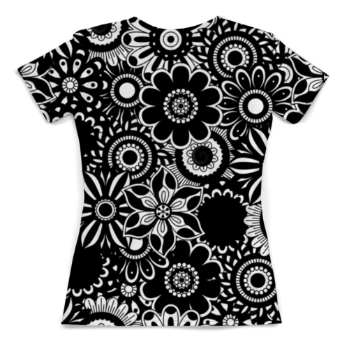 Заказать женскую футболку в Москве. Футболка с полной запечаткой (женская) Черно-белые цветы от THE_NISE  - готовые дизайны и нанесение принтов.