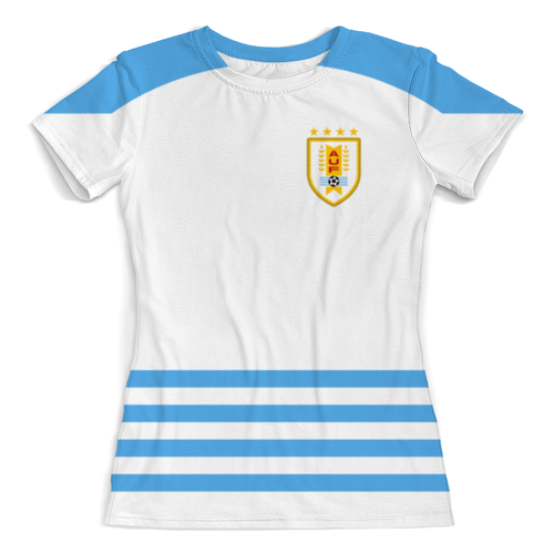 Заказать женскую футболку в Москве. Футболка с полной запечаткой (женская) Сборная Уругвая от geekbox - готовые дизайны и нанесение принтов.