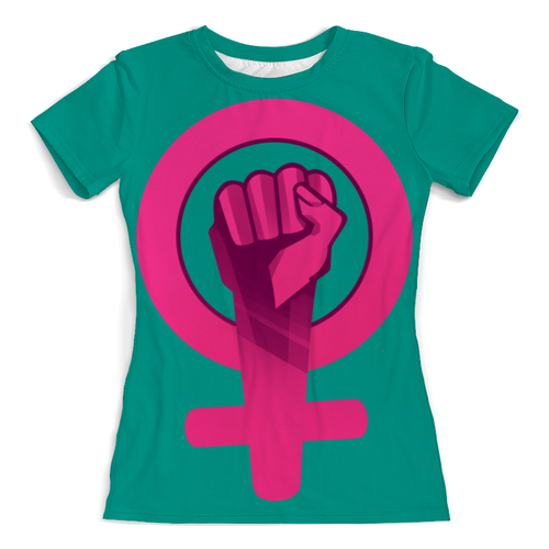 Заказать женскую футболку в Москве. Футболка с полной запечаткой (женская) Феминизм от ualluon - готовые дизайны и нанесение принтов.
