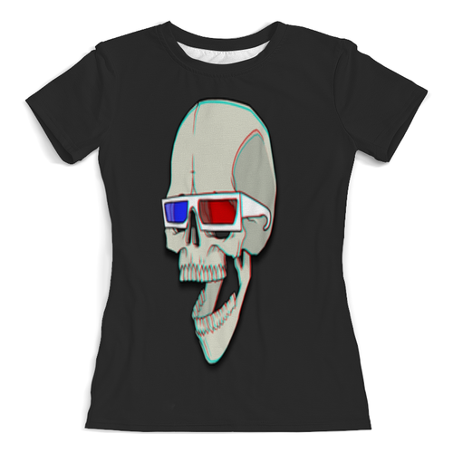 Заказать женскую футболку в Москве. Футболка с полной запечаткой (женская) 3d череп от Alex - готовые дизайны и нанесение принтов.