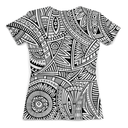 Заказать женскую футболку в Москве. Футболка с полной запечаткой (женская) черно-белый узор от THE_NISE  - готовые дизайны и нанесение принтов.