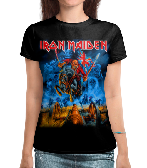Заказать женскую футболку в Москве. Футболка с полной запечаткой (женская) Iron Maiden от geekbox - готовые дизайны и нанесение принтов.