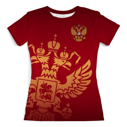 Заказать женскую футболку в Москве. Футболка с полной запечаткой (женская) Россия от geekbox - готовые дизайны и нанесение принтов.